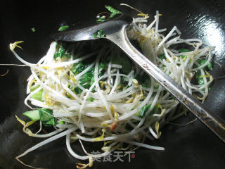 青菜炒绿豆芽的做法步骤：3