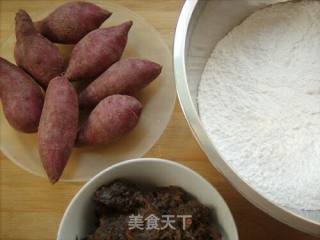 枣泥紫薯麻球的做法步骤：1
