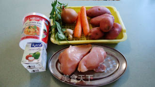 红咖喱煮土豆鸡胸肉的做法步骤：1