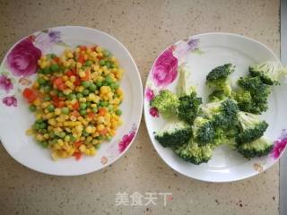 玉米青豆炒西兰花的做法步骤：1