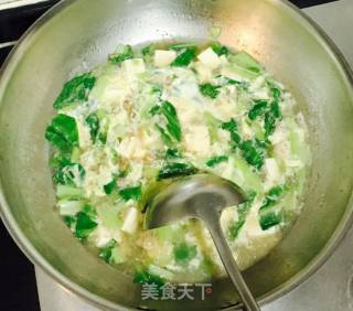 青菜瘦肉豆腐汤的做法步骤：13