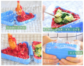 甜菜根牛油果虾饭团的做法步骤：8