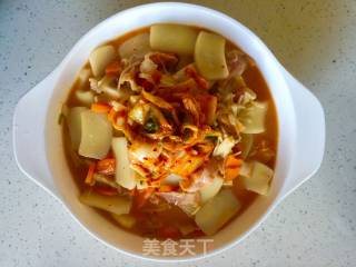 韩式辣白菜炒年糕的做法步骤：11