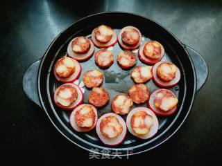 萝卜秋葵蒸腊肠的做法步骤：6