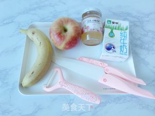 苹果香蕉白桃酱奶昔的做法步骤：1
