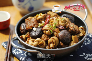 香菇千张结烧排骨的做法步骤：9