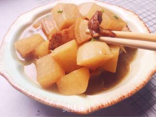 #御寒美食#白萝卜炖煮五花肉的做法步骤：9