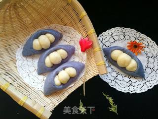 玩面系列之豌豆荚馒头的做法步骤：19