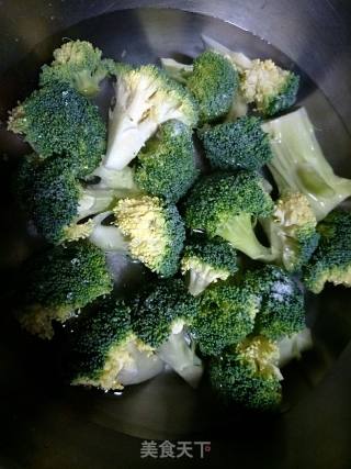 肉末扒香菇西兰花的做法步骤：1