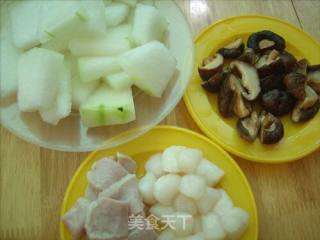 香菇鲜贝冬瓜汤的做法步骤：2