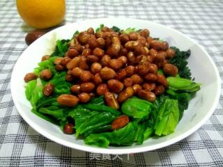老醋花生米拌菠菜的做法步骤：11