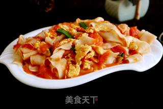 番茄鸡蛋炒宽面的做法步骤：10