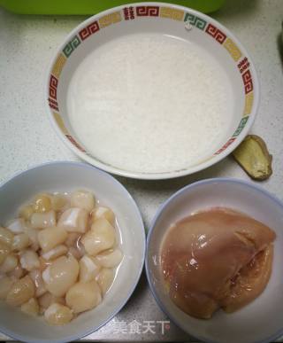 鸡丝贝柱粥的做法步骤：1