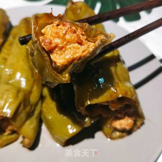 有荤有素手残也会做的下饭菜--青椒塞肉的做法步骤：1