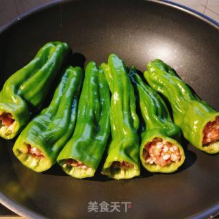 有荤有素手残也会做的下饭菜--青椒塞肉的做法步骤：10