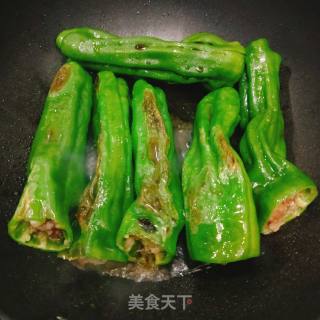 有荤有素手残也会做的下饭菜--青椒塞肉的做法步骤：11