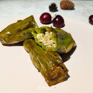 有荤有素手残也会做的下饭菜--青椒塞肉的做法步骤：19