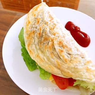 鸡蛋火腿肠手抓饼的做法步骤：10