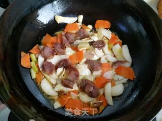 腊肠炒杏鲍菇的做法步骤：5