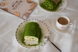 网红抹茶毛巾卷蛋糕的做法步骤：27