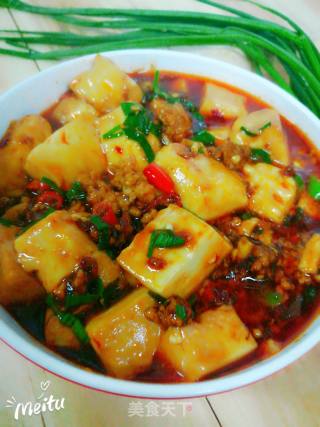 香辣肉末嫩豆腐的做法步骤：7