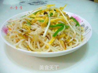 蛋丝豆芽菜炒粉的做法步骤：11
