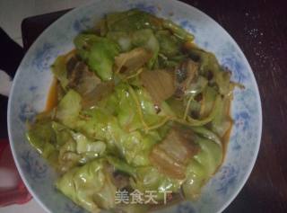 手撕包菜回锅肉的做法步骤：4