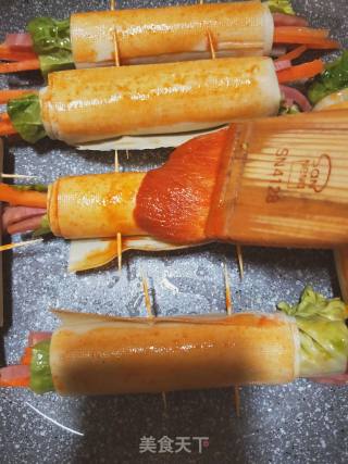 蔬菜豆皮卷的做法步骤：6