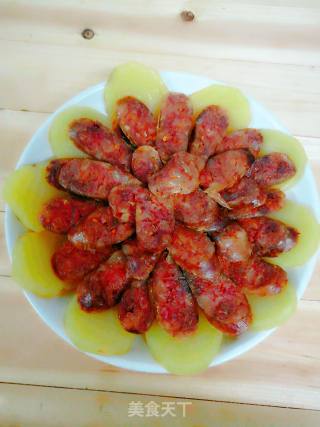 土豆蒸腊肠的做法步骤：7