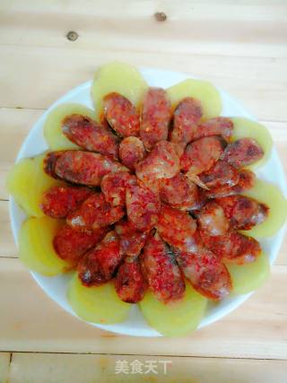 土豆蒸腊肠的做法步骤：8