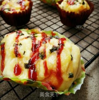 免揉 肉松香葱芝士 面包卷的做法步骤：5