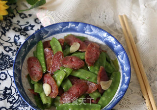 “花样美食”荷兰豆炒腊肠的做法步骤：8