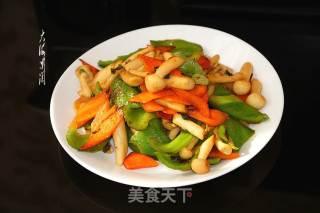 小炒海鲜菇的做法步骤：7