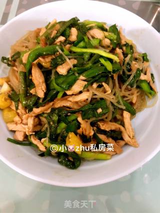 韭菜勺粉肉丝的做法步骤：5