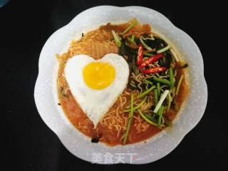 泡菜煮方便面的做法步骤：11