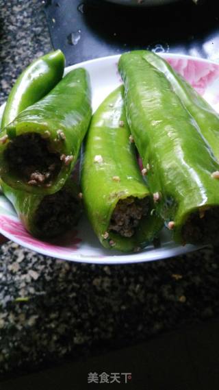肉末酿青椒的做法步骤：6