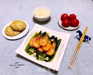 油麦菜炒海虾的做法步骤：10