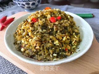 脆皮干冬笋炒雪菜的做法步骤：12
