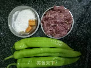 虎皮尖椒酿肉的做法步骤：1