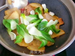 肉炒油菜心土豆片的做法步骤：6