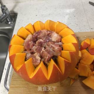 南瓜盅酿排骨的做法步骤：4