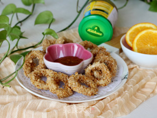香酥麦片鱿鱼圈的做法步骤：12