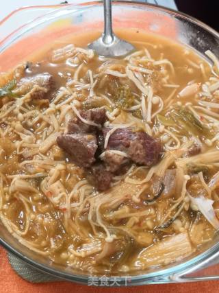 暖身菜～泡菜（辣白菜）牛肉汤的做法步骤：9