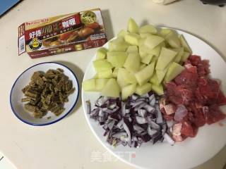 简易版土豆牛肉咖喱饭的做法步骤：1