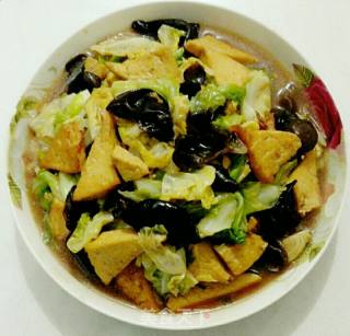 白菜木耳爆豆腐的做法步骤：12
