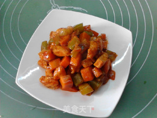 香辣南瓜莴笋炒鸡丁的做法步骤：16