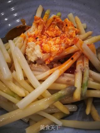 麻汁蒜拌白芦笋的做法步骤：3