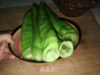 肉酿青椒的做法步骤：2