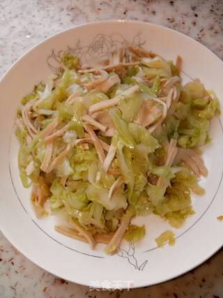 甘兰炒豆腐丝的做法步骤：4