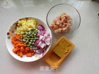 咖喱鸡饭的做法步骤：1